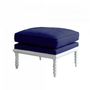 Bobbin' Linen and Oak Ottoman- White/Navy by Style My Home, a Ottomans for sale on Style Sourcebook