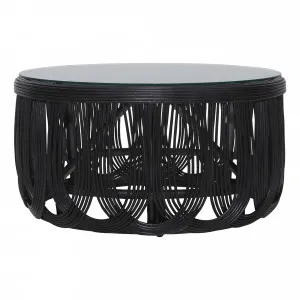 Haven Round Coffee Table 85cm in Rattan Black by OzDesignFurniture, a Coffee Table for sale on Style Sourcebook