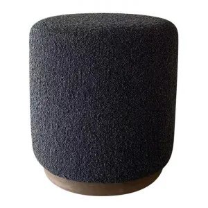 Senora Boucle Fabric Round Ottoman Stool, Charcoal by A.Ross Living, a Ottomans for sale on Style Sourcebook