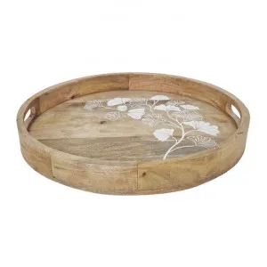 Ginkgo Mango Wood Round Serving Tray by j.elliot HOME, a Trays for sale on Style Sourcebook