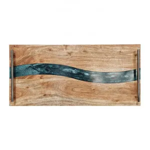 Bently Acacia Timber & Resin Serving Tray, Large, Natural / Emerald by j.elliot HOME, a Trays for sale on Style Sourcebook