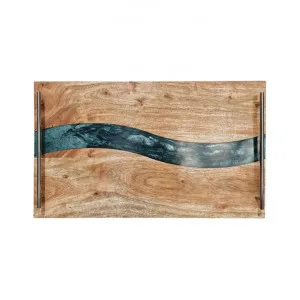 Bently Acacia Timber & Resin Serving Tray, Small, Natural / Emerald by j.elliot HOME, a Trays for sale on Style Sourcebook