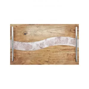 Bently Acacia Timber & Resin Serving Tray, Small, Natural / White by j.elliot HOME, a Trays for sale on Style Sourcebook