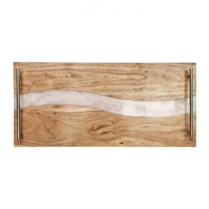 Bently Acacia Timber & Resin Serving Tray, Large, Natural / White by j.elliot HOME, a Trays for sale on Style Sourcebook