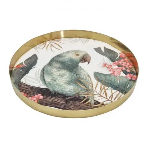 Tropical Paradise Iron Round Serving Tray, Medium by A.Ross Living, a Trays for sale on Style Sourcebook