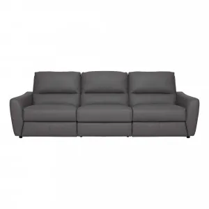 Portland 3 Seater Sofa with 2 Recliners in Leather Dark Grey by OzDesignFurniture, a Sofas for sale on Style Sourcebook
