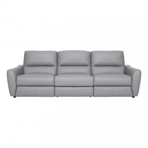 Portland 3 Seater Sofa with 2 Recliners in Leather Pewter by OzDesignFurniture, a Chairs for sale on Style Sourcebook