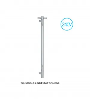 Round Vertical Single Heated Towel Rail 7 colours available Polished Stainless Steel by Luxe Mirrors, a Towel Rails for sale on Style Sourcebook
