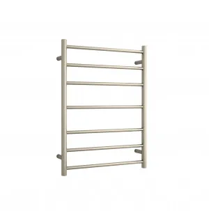 Brushed Nickel Round Heated Ladder Rail 80cm x 60cm Hard Wired by Luxe Mirrors, a Towel Rails for sale on Style Sourcebook