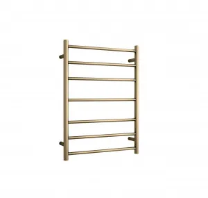 Brushed Brass Round Heated Ladder Rail 80cm x 60cm Plug In by Luxe Mirrors, a Towel Rails for sale on Style Sourcebook
