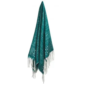 Dotty Blended Wool Throw, 130x170cm, Teal by Canvas Sasson, a Throws for sale on Style Sourcebook
