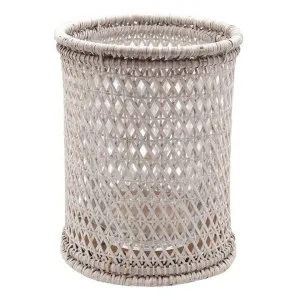 Pavillion Vous Rattan Hurricane Lantern, Small, White Wash by Canvas Sasson, a Lanterns for sale on Style Sourcebook