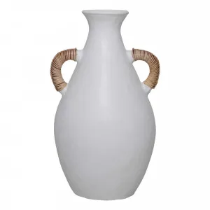 Artisan Double Handle Vessel 27x45cm in White by OzDesignFurniture, a Vases & Jars for sale on Style Sourcebook