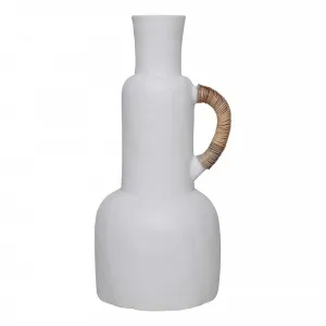 Artisan Single Handle Vessel 24x50cm in White by OzDesignFurniture, a Vases & Jars for sale on Style Sourcebook