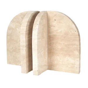 Aurelia Bookends in Travertine - Beige by Urban Road, a Desk Decor for sale on Style Sourcebook