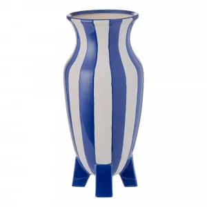 Stripe Footed Vessel 17.5x38cm in Dark Blue/White by OzDesignFurniture, a Vases & Jars for sale on Style Sourcebook