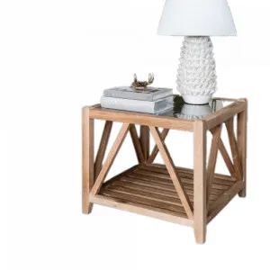Samuel' Oak & Glass Side Table Oak by Style My Home, a Side Table for sale on Style Sourcebook