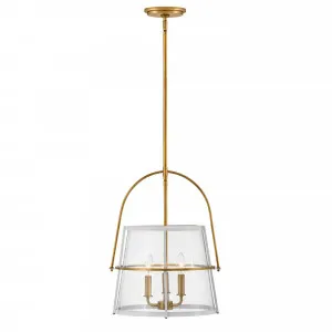Hinkley Tournon 3 Light Glass Pendant (E12) Heritage Brass & White by Hinkley, a Pendant Lighting for sale on Style Sourcebook