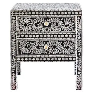 Noir Opulent Mother Of Pearl Inlaid Bedside Table by Philbee Interiors, a Bedside Tables for sale on Style Sourcebook
