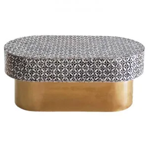 Ebony Mosaic Mother Of Pearl Inlaid Oval Coffee Table, 120cm by Philbee Interiors, a Coffee Table for sale on Style Sourcebook