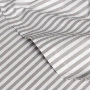 Canningvale Modella Mini Stripe Sheet Set - Grey, Double, Cotton by Canningvale, a Sheets for sale on Style Sourcebook