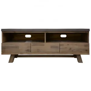 Paxton Concrete & Acacia Timber 3 Drawer TV Unit, 150cm, Grey Top by Dodicci, a Entertainment Units & TV Stands for sale on Style Sourcebook
