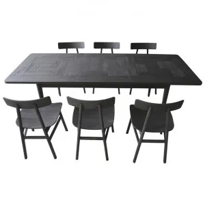 Vizcaya Oak Timber 7 Piece Extensible Dining Table Set, 170-230cm, with Timber Seat Chairs by Dodicci, a Dining Sets for sale on Style Sourcebook