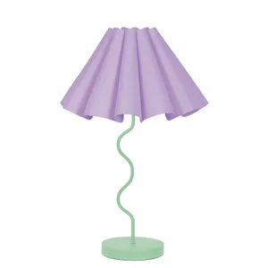 Paola & Joy Cora Pleated Table Lamp with Squiggle Base (E27) Lilac & Pastel Green by Paola & Joy, a Table & Bedside Lamps for sale on Style Sourcebook