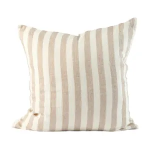 Santi Linen Cushion - Off White/Natural Stripe | Filled Cushion / 60x60cm | Eadie Lifestyle by Eadie Lifestyle, a Cushions, Decorative Pillows for sale on Style Sourcebook