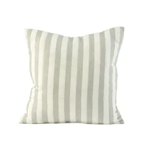 Santi Linen Outdoor Cushion - Off White/Pistachio Stripe  by Eadie Lifestyle, a Cushions, Decorative Pillows for sale on Style Sourcebook