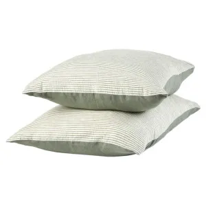Marina Reversible Pillowcase Set - Pistachio w' Pistachio Stripe  by Eadie Lifestyle, a Pillow Cases for sale on Style Sourcebook