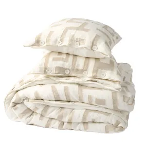 Antico Deluxe Linen Duvet Set - White/Natural by Eadie Lifestyle, a Quilt Covers for sale on Style Sourcebook