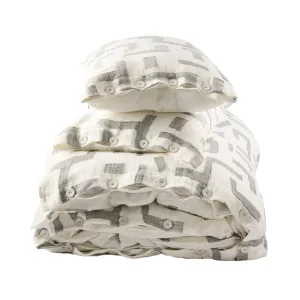 Antico Deluxe Linen Duvet Set - White/Slate by Eadie Lifestyle, a Quilt Covers for sale on Style Sourcebook