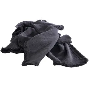 Luca® Boho Linen Throw - Black by Eadie Lifestyle, a Throws for sale on Style Sourcebook