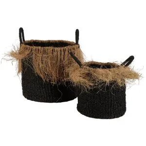 Havana 2 Piece Seagrass Basket Set, Black by Florabelle, a Baskets & Boxes for sale on Style Sourcebook