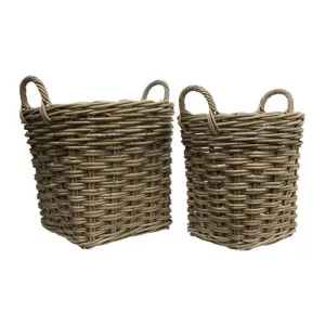 Grove 2 Piece Rattan Firewood Basket Set by Provencal Treasures, a Baskets & Boxes for sale on Style Sourcebook