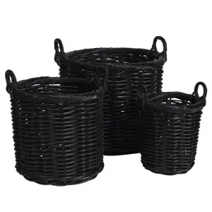 Corbeille 3 Piece Rattan Round Basket Set by Canvas Sasson, a Baskets & Boxes for sale on Style Sourcebook