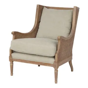 Chester Ashwood & Rattan Armchair with Fabric Cushion, Natural / Beige by Provencal Treasures, a Chairs for sale on Style Sourcebook
