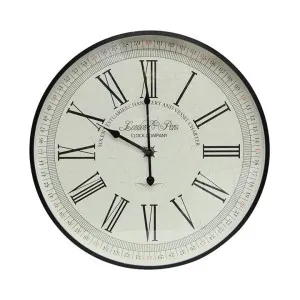 Solent Metal Frame Round Wall Clock, 50cm by Provencal Treasures, a Clocks for sale on Style Sourcebook
