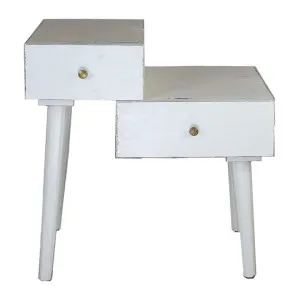 Bethel Mahogany Timber Side Table, Distressed White by Chateau Legende, a Side Table for sale on Style Sourcebook
