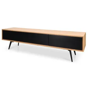 Liam 180cm Wooden TV Unit With Black Drawers - Natural by Interior Secrets - AfterPay Available by Interior Secrets, a Entertainment Units & TV Stands for sale on Style Sourcebook