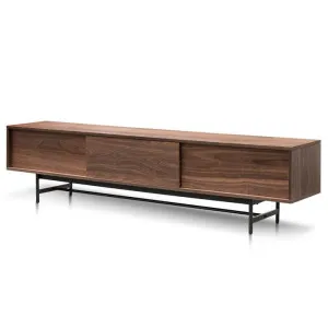 Christie 2.1m Walnut Wooden TV Entertainment Unit - Black legs by Interior Secrets - AfterPay Available by Interior Secrets, a Entertainment Units & TV Stands for sale on Style Sourcebook