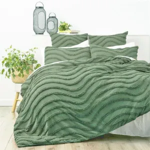 Cloud Linen Wave Cotton Chenille Sage Vintage Washed European Pillowcase by null, a Cushions, Decorative Pillows for sale on Style Sourcebook