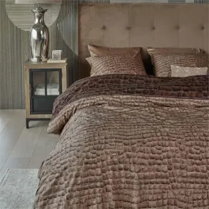 Bedding House Rivièra Maison Croco Cotton Brown Quilt Cover Set by null, a Quilt Covers for sale on Style Sourcebook