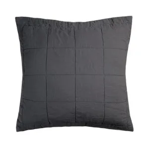 Bambury French Flax Linen Quilted Charcoal European Pillow Sham by null, a Cushions, Decorative Pillows for sale on Style Sourcebook