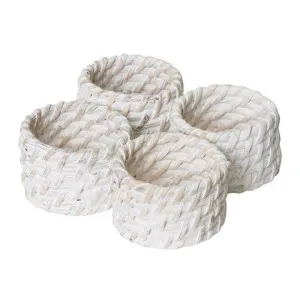 J.Elliot Pacifica Rattan Whitewash Napkin Ring Set of 4 by null, a Napkins for sale on Style Sourcebook