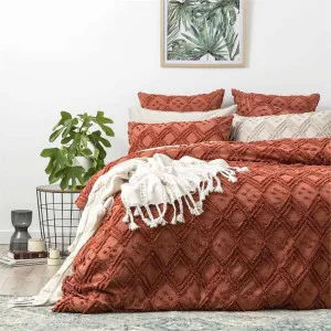 Park Avenue Medallion Cotton Vintage Washed Tufted Auburn Quilt Cover Set by null, a Quilt Covers for sale on Style Sourcebook