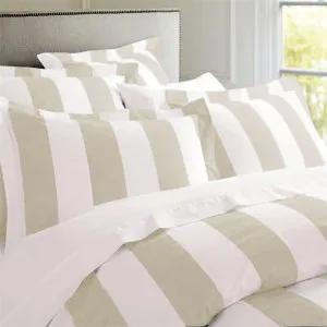 RANS Oxford Stripe Taupe Quilt Cover Set by null, a Quilt Covers for sale on Style Sourcebook