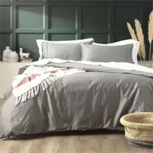 Park Avenue Natural Bamboo Cotton 500 Thread Count Charcoal Quilt Cover Set by null, a Quilt Covers for sale on Style Sourcebook