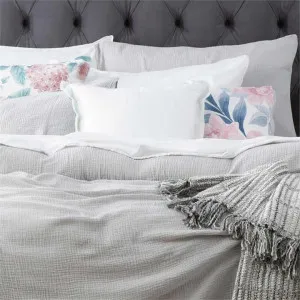 Renee Taylor Solana Washed Cotton Textured Silver European Pillowcase by null, a Cushions, Decorative Pillows for sale on Style Sourcebook